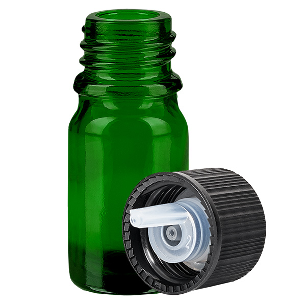 5ml tippapullo 1mm musta vakiokorkki GreenLine UT18/5