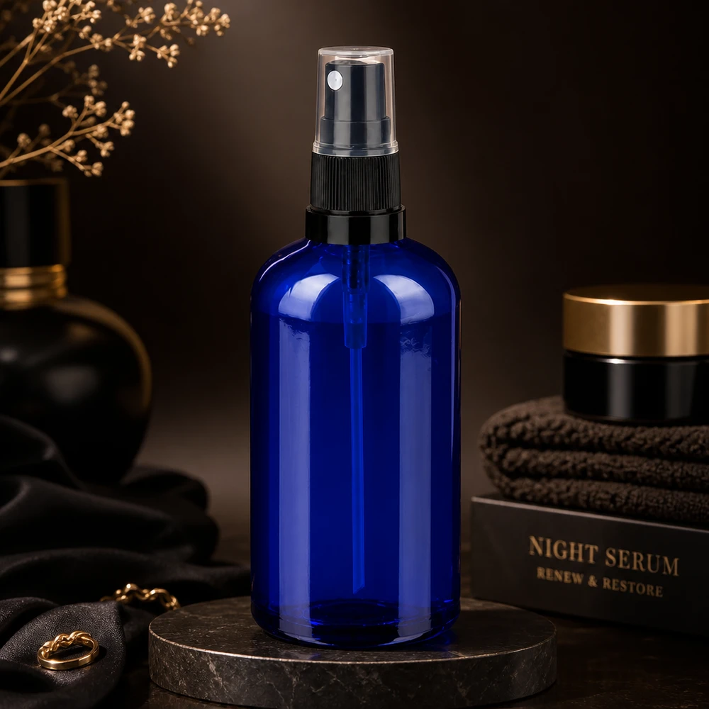100ml suihkepullo musta musta/läpinäkyvä vakiokorkki BlueLine UT18/100