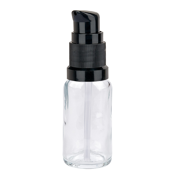20ml pumppupullo musta vakiokorkki ClearLine UT18/20 20ml pumppupullo musta vakiokorkki ClearLine UT18/20