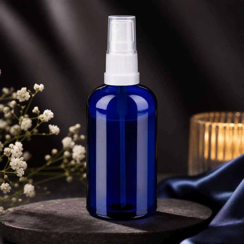 100ml suihkepullo valkoinen/läpinäkyvä vakiokorkki BlueLine UT18/100 Laadukas 100 ml:n suihkepullo, jossa on valkoinen sumutin nesteiden tasaista jakelua varten.