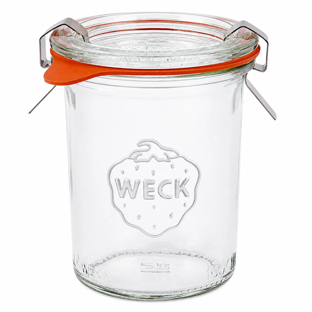 WECK 160ml RR60 muuripurkki, jossa on lasikansi, kumirengas ja puristimet säilöntään ja purkitukseen