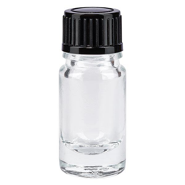 Apteekkipullo kirkas 5ml tippakorkki 1mm musta vakio