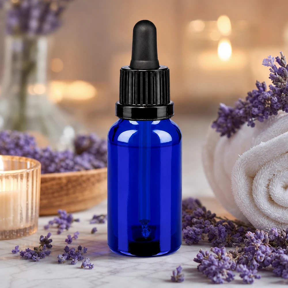 20ml pipettipullo musta tamper-evident-korkki BlueLine UT18/20 20ml BlueLine pipettipullo UT18-kierteellä - korkealaatuista lasia ammattikäyttöön.