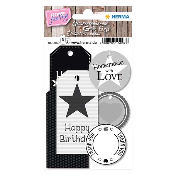 "Mustavalkoinen" lahjatarra (6 kpl)