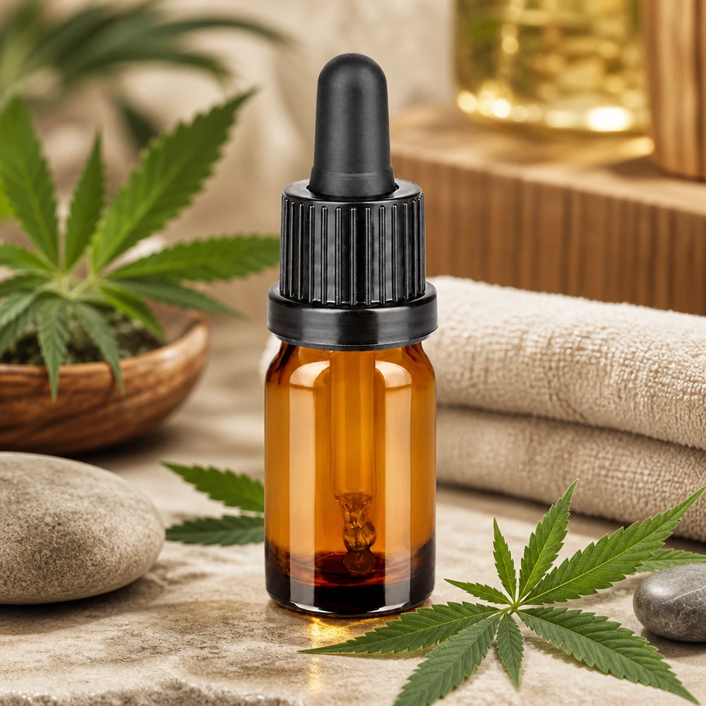 5ml pipettipullo musta tamper-evident-suljin BrownLine UT18/5 Pieni 5ml pipettipullo mustalla korkilla CBD- ja hamppuöljyjen liikkuvaan käyttöön.