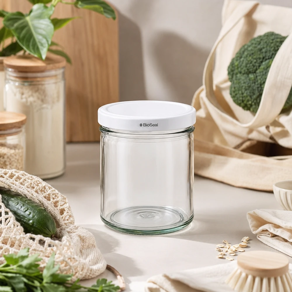 167ml juomalasit, joissa valkoinen BioSeal-kansi UNiTWIST UNiTWIST Sturz167 Glas mit BioSeal Deckel nachhaltiges Wohnen Zero Waste Küche Öko-Lifestyle Naturmaterialien