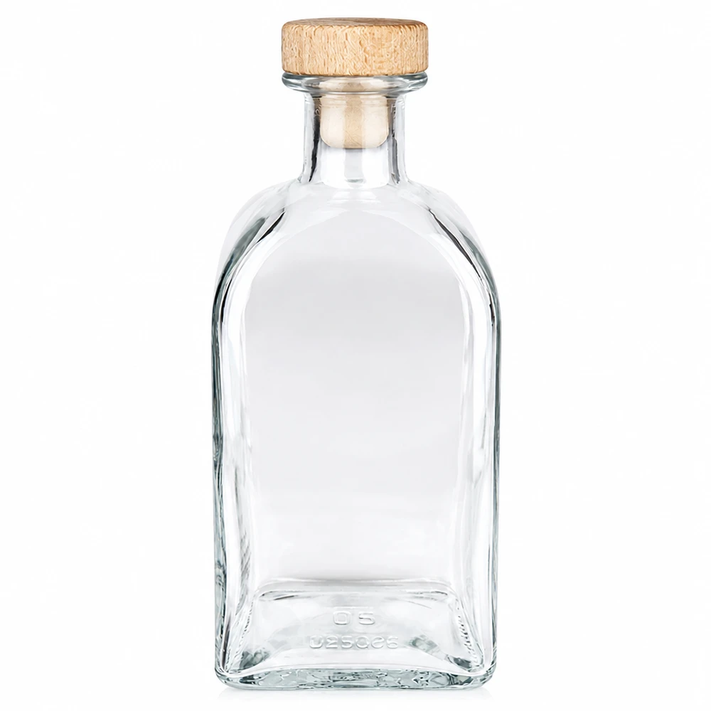 500ml Glasflasche "Julia" mit Holzgriff-Korken UNiTWIST 500ml lasipullo Julia puukahvalla korkki UNiTWIST läpinäkyvä tyhjä Tuotekuva vapaasti seisova tuote