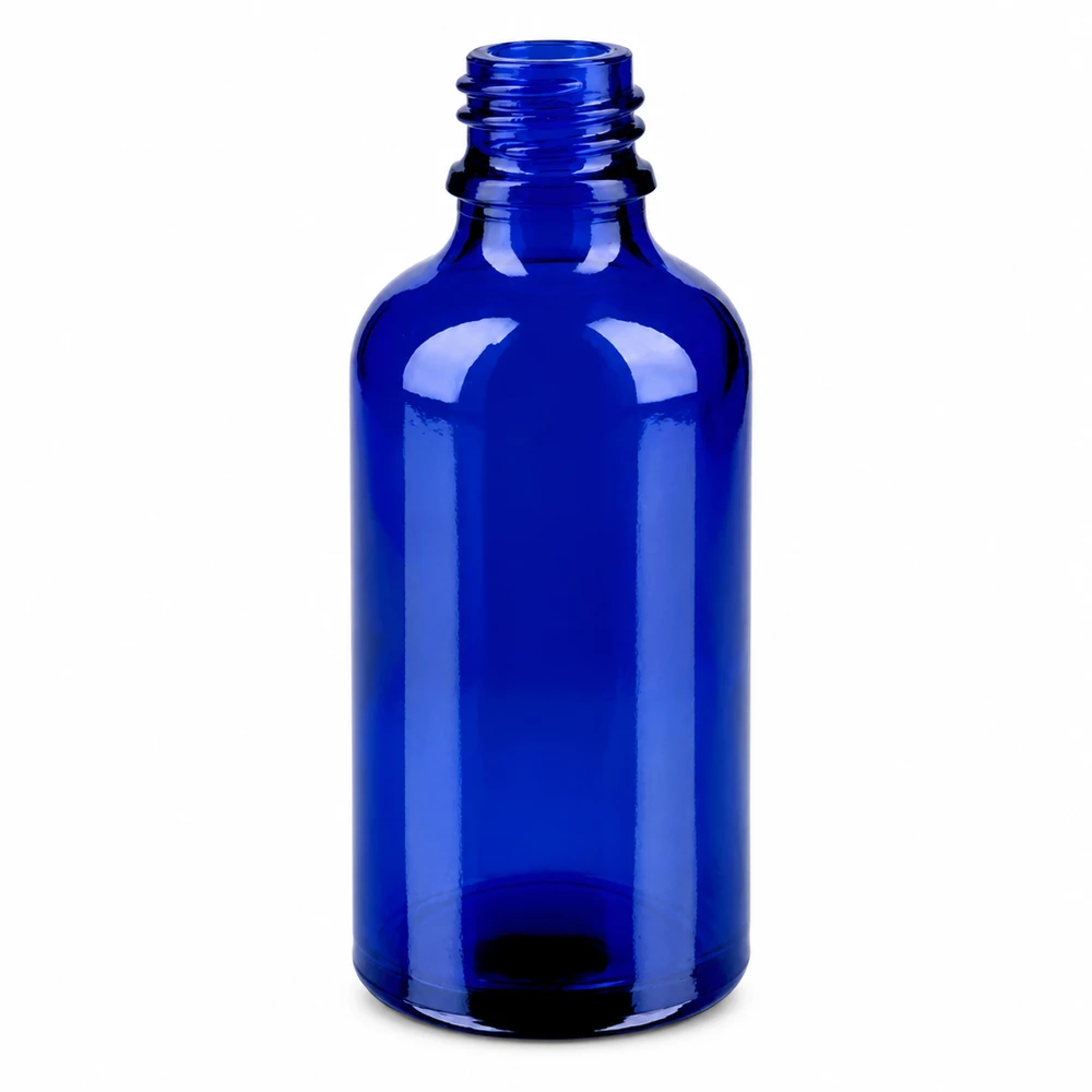 100ml läpinäkyvä sininen lasinen suihkepullo eteerisille öljyille ja kosmetiikalle