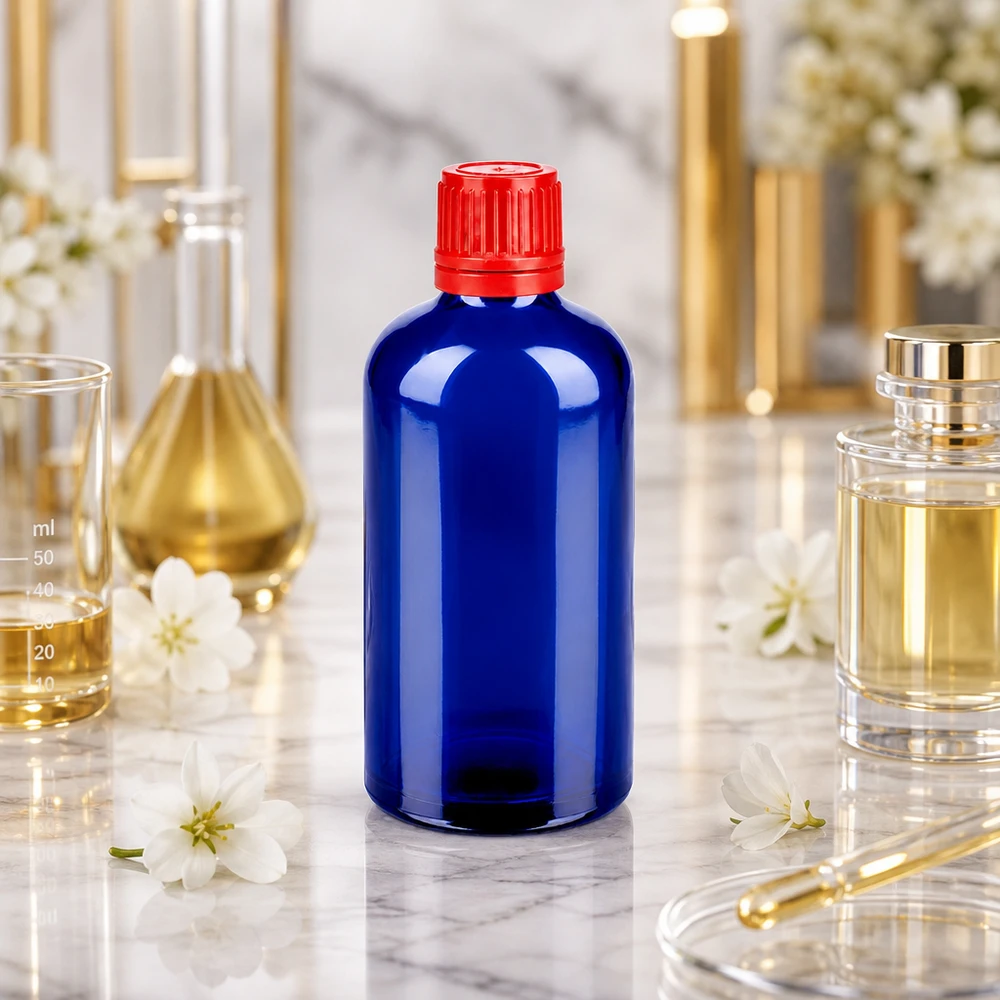 100ml BlueLine apteekkipullo UT18 koboltinsininen 100ml BlueLine apteekkipullo UT18 nesteiden turvalliseen säilytykseen.