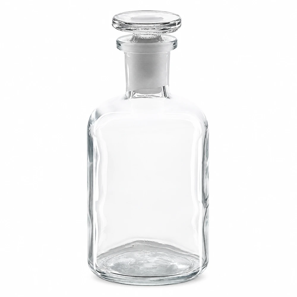 Pyöreä olkapääpullo 100ml kirkas kapeakaulainen lasitulppa Pyöreäolkapullopullo, 100 ml, kirkas, lasitulpalla, kapeakaulainen, läpinäkyvä laboratoriolasi