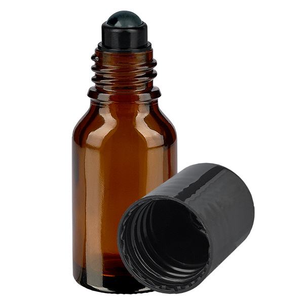 Apteekkipullo ruskea 15ml roll-on korkki musta Apteekkipullo ruskea 15ml roll-on korkki musta