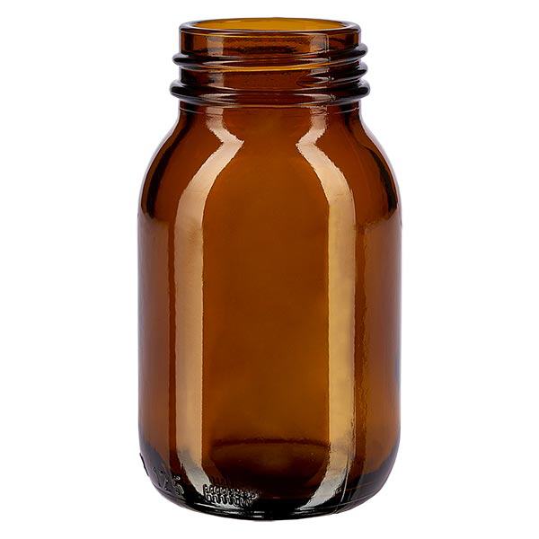 125 ml leveäkaulainen pullo meripihkanväristä lasia