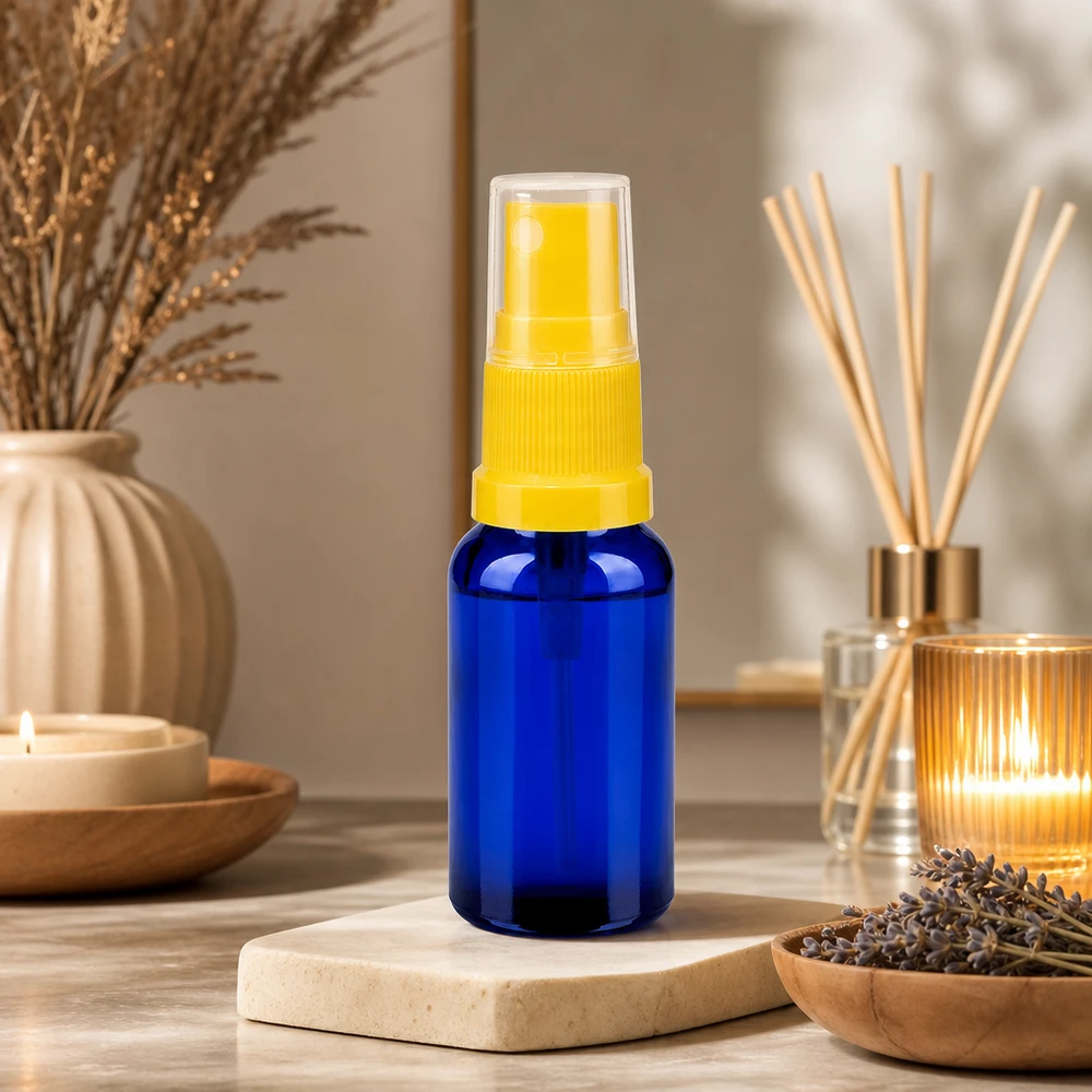 20ml suihkepullo keltainen/läpinäkyvä vakiokorkki BlueLine UT18/20 20ml kompakti suihkepullo ergonomisella muotoilulla BlueLine UT18/20 keltainen läpinäkyvä