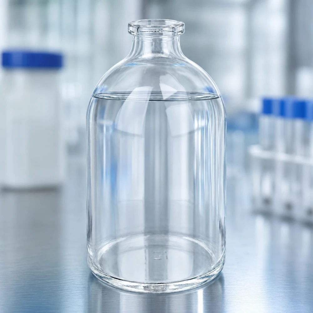 Injektiopullo kirkasta lasia 100ml Zylindrische Pharmaflasche 100ml aus hochwertigem Klarglas mit konisch zulaufendem Flaschenhals