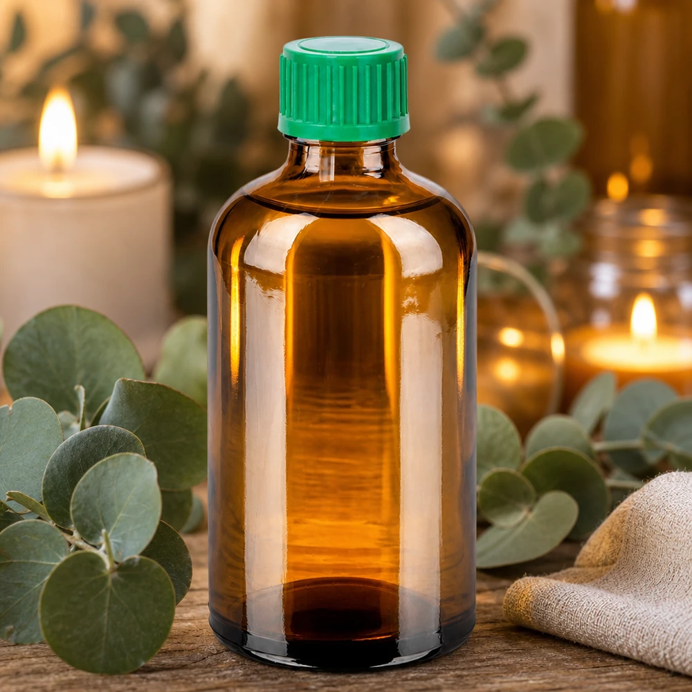 100ml pullo 11mm ruuvikorkki vihreä väärentämisen estävä sulkeminen BrownLine UT18/100 Ruskea lasipullo 100ml vihreällä korkilla eteerisiä öljyjä ja aromaterapiaa varten.