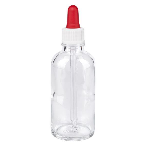Apteekkipullo kirkas 50ml pipettipullo valkoinen/punainen vakio Apteekkipullo kirkas 50ml pipettipullo valkoinen/punainen vakio