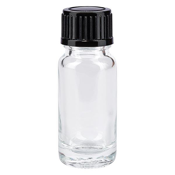 Apteekkipullo kirkas 10ml kierrekorkki musta standardi Apteekkipullo kirkas 10ml kierrekorkki musta standardi