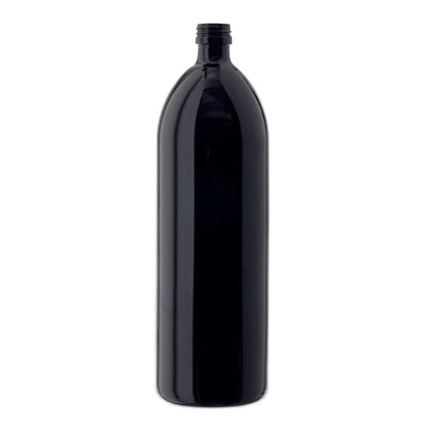 Vesipullo violettia lasia 1000ml pyöreä, DIN PP28Vakiokorkki