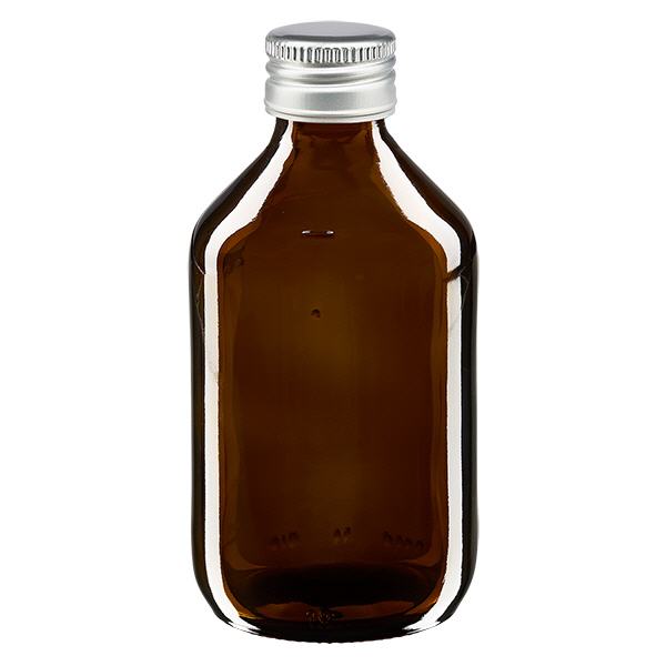 250ml lääkepullo ruskea, hopeisella alumiinikorkilla ApoGlas