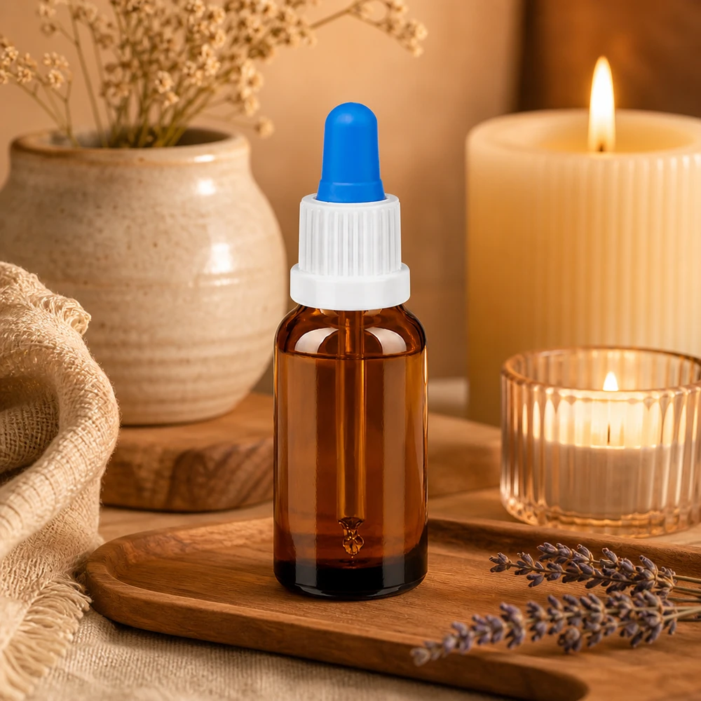 20ml pipettipullo valkoinen/sininen väärentämisen estävä sulkeminen BrownLine UT18/20 Pieni 20ml pipettipullo BrownLine sopii täydellisesti matkoille ja liikkeellä oloon