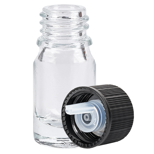 5ml tippapullo 1mm musta vakiokorkki ClearLine UT18/5