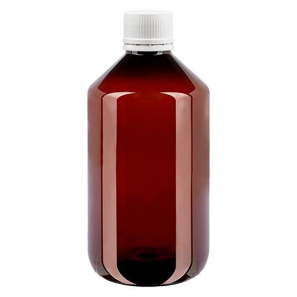 PET-pullo 500ml, jossa on valkoinen peukaloitu korkki, hienojuovitettu PET-pullo 500ml, jossa on valkoinen peukaloitu korkki, hienojuovitettu