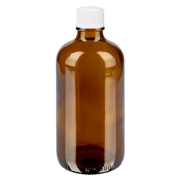 Apteekkipullo ruskea 100ml kierrekorkki valkoinen Globuli Standardi Apteekkipullo ruskea 100ml kierrekorkki valkoinen Globuli Standardi