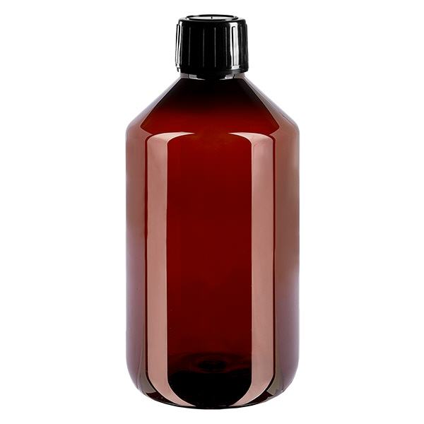 PET-pullo 500ml, jossa on musta tamperevident-korkki PET-pullo 500ml, jossa on musta tamperevident-korkki