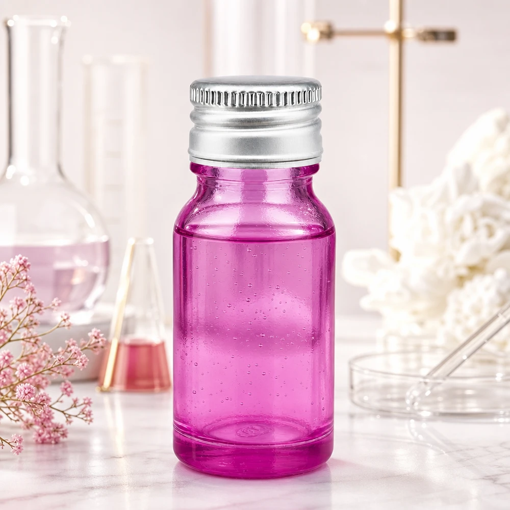 10ml pullo 11mm ruuvikorkki alumiini-hopea vakio PurpleLine.UT18/10 Kompakti 10 ml:n aromipullo violetista lasia, jossa on kestävä alumiinihopea korkki STD-muotoilu.
