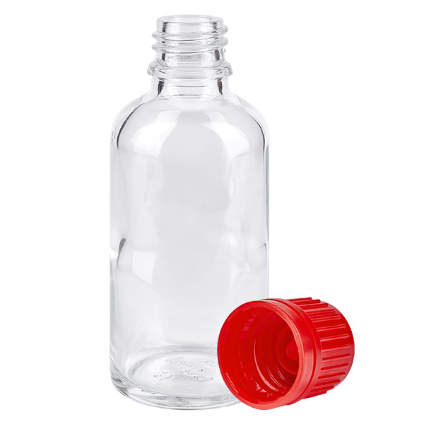 50ml pullo 11mm kierrekorkki punainen väärentämisen estävä korkki ClearLine UT18/50 50ml pullo 11mm kierrekorkki punainen väärentämisen estävä korkki ClearLine UT18/50