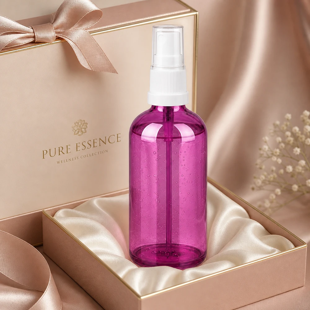 100ml ruiskupullo valkoinen/läpinäkyvä Standard PurpleLine UT18/100 Laadukas 100 ml:n suihkepullo, joka on valmistettu läpinäkyvästä muovista ja jonka väri on kirkkaan violetti.