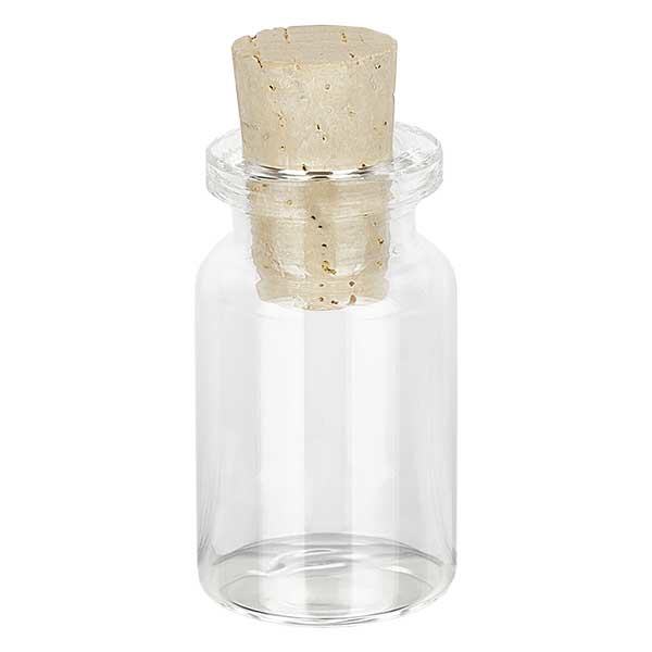 Kirkas lasipullo 5ml korkilla 11/14mm