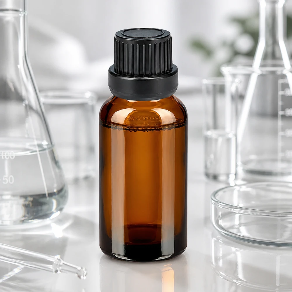 BrownLine 10ml tippapullo UT18/10 kierteellä ja mustalla korkilla tarkkaa annostelua varten.
