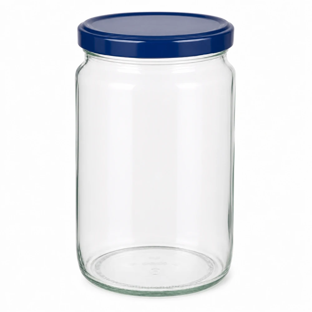 795ml Rundglas mit blauem Schraubdeckel - vielseitiges Vorratsglas für Küche und Haushalt von Glas-Fabrik.de
