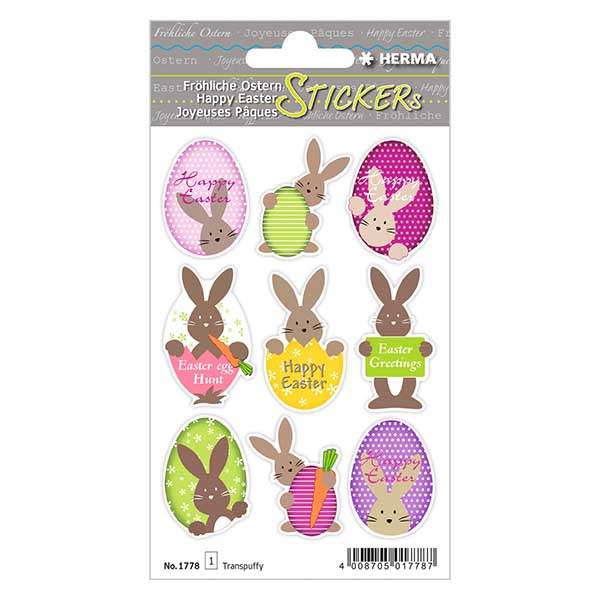 Pääsiäispupu"-tarrat (9 läpinäkyvää tarraa)