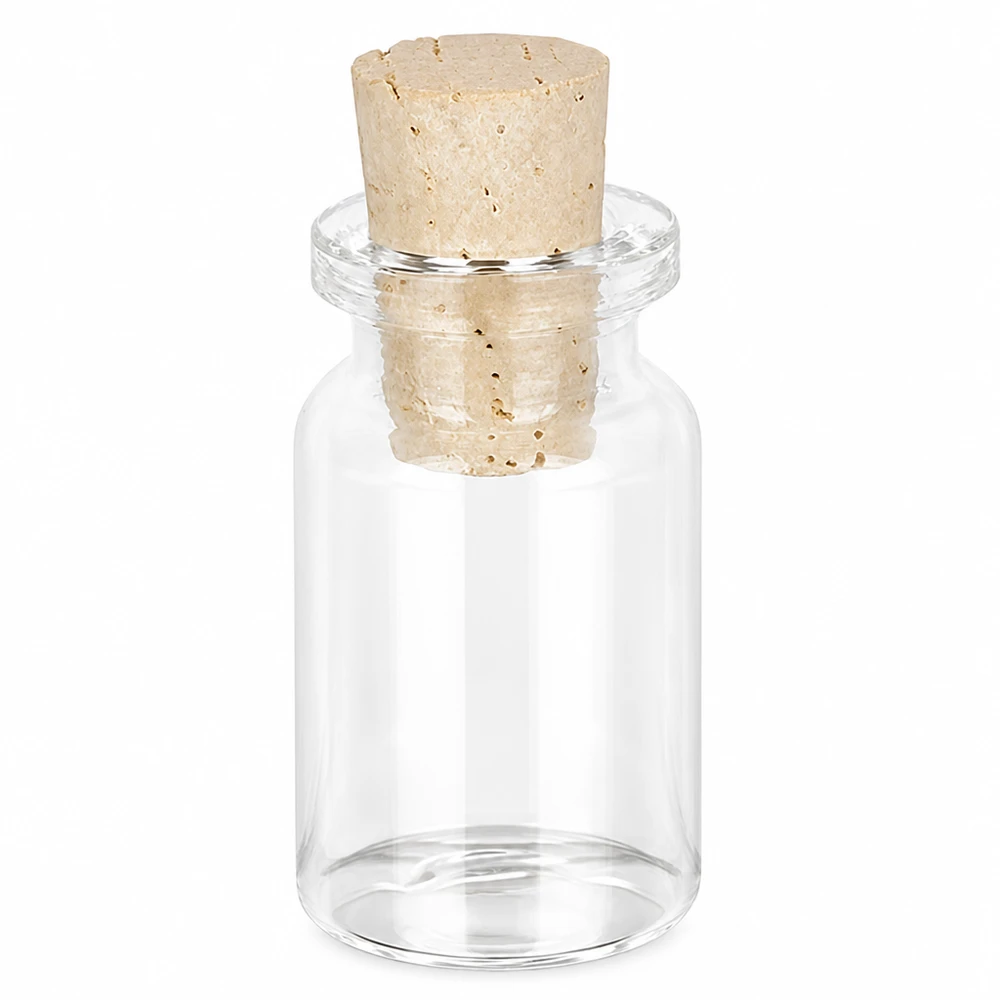 Kirkas lasipullo 5ml korkilla 11/14mm Durchsichtige Glasflasche 5ml mit hellem Naturkorkverschluss für Schmuck und Bastelprojekte
