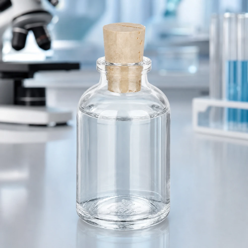Kompakte Klarglasflasche mit Korkverschluss 11/14mm für Chemikalien und Tinkturen