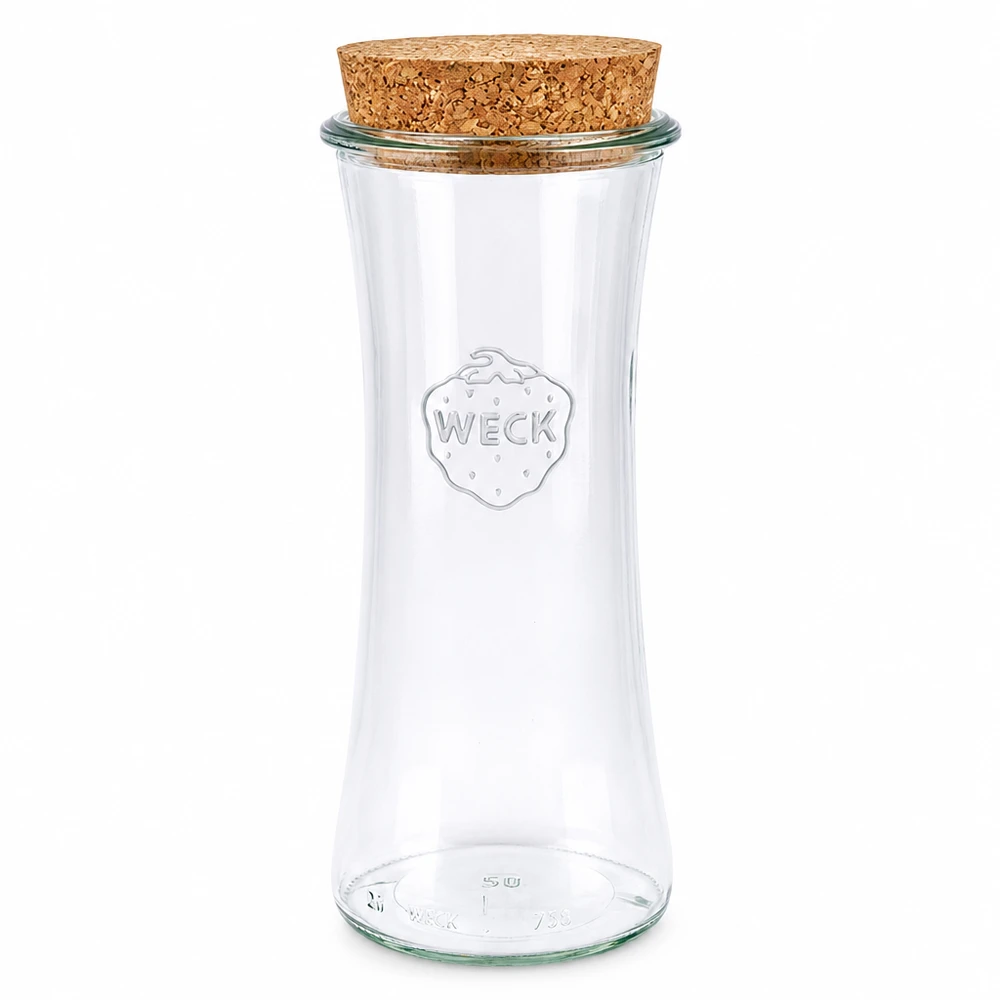 WECK herkkupurkki 700ml RR80, jossa on luonnollinen korkkikansi säilöntäpurkki säilytyspurkki läpinäkyvä purkki