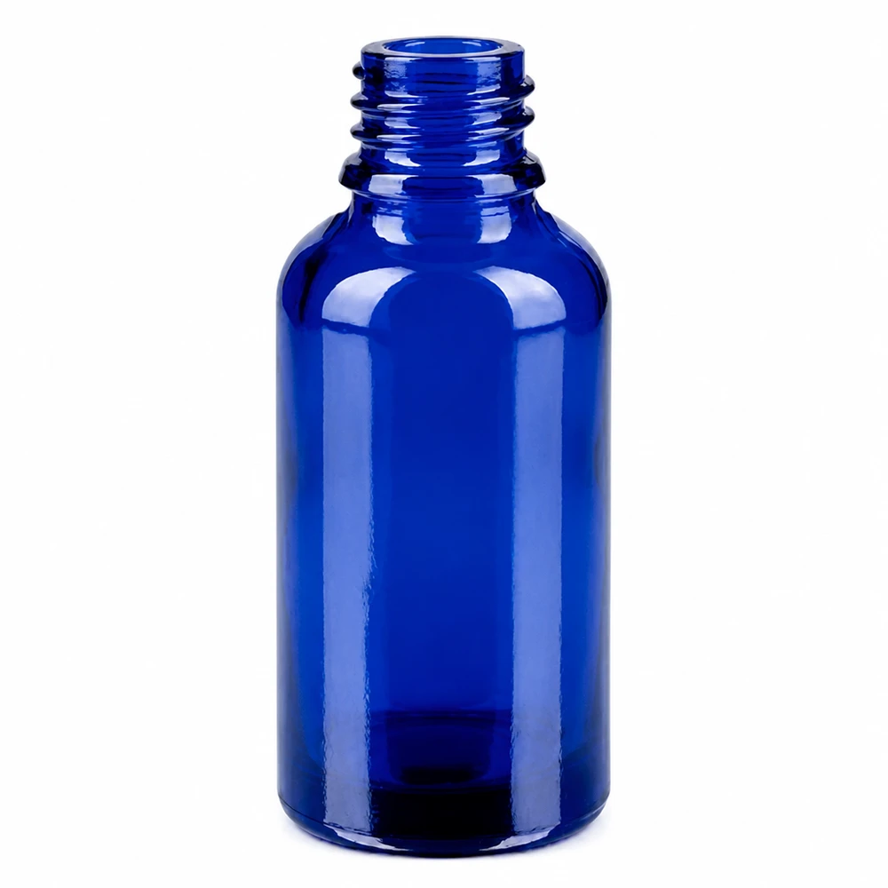 30ml lasipullo syvänsinisellä 11mm kierteellä ammattikäyttöön.