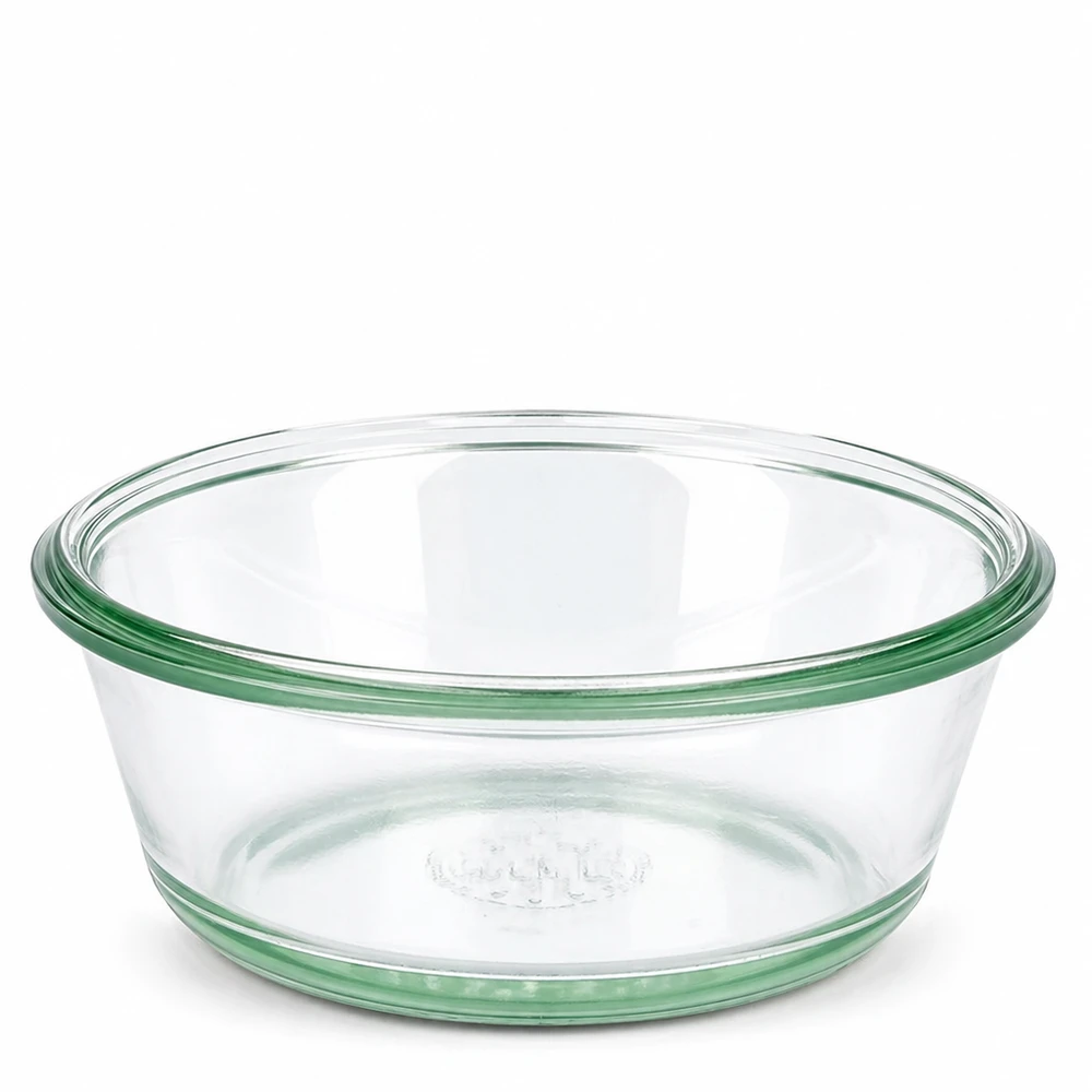 300 ml:n WECK RR120 -gourmetlasipurkki WECK gourmet-purkki 300ml RR120 säilöntätölkki läpinäkyvä, vihreällä reunalla, valmistettu borosilikaattilasista säilöntään