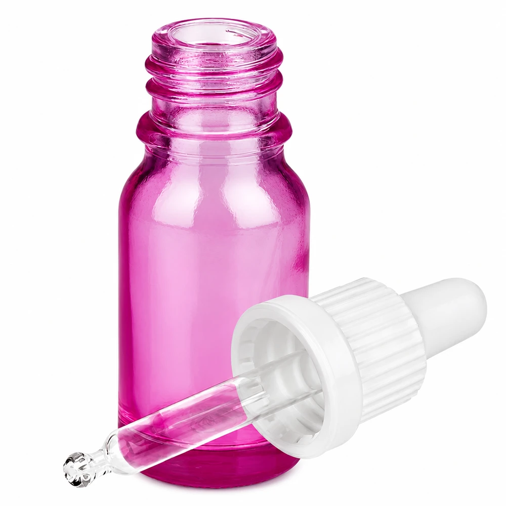 10ml pipettipullo valkoinen Originality ruuvikorkki PurpleLine UT18/10 PurpleLine UT18/10 Violetti lasipullo 10ml pipetillä ja valkoisella tippakorkilla OV PurpleLine UT18/10