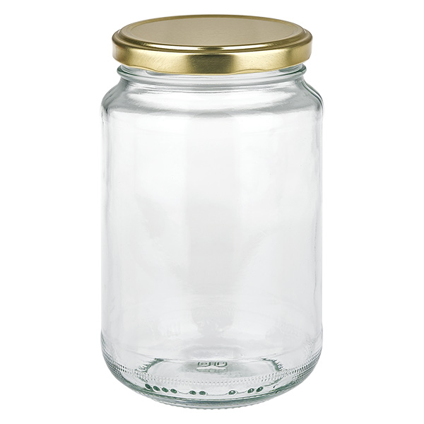 375 ml:n pyöreä purkki, jossa on kultainen BasicSeal-kansi UNiTWIST.