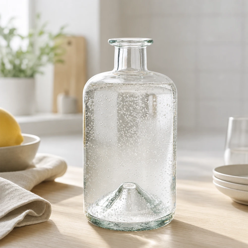 500ml Glasflasche Sofia mit Sprudelwasser gefüllt moderne Küche Lifestyle Apothekerflasche transparent UNiTWIST