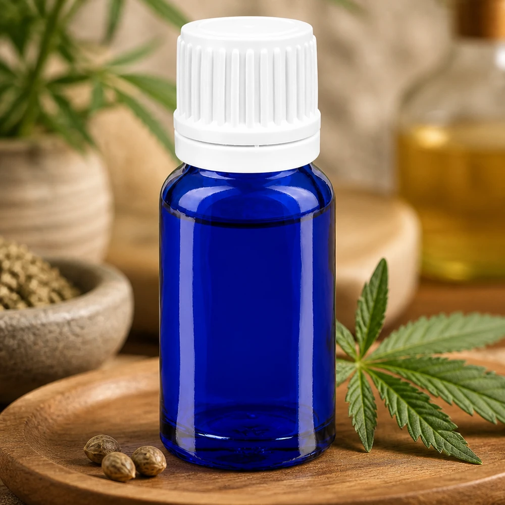Kätevä 10ml tippapullo tyylikkäässä koboltinsinisessä värissä aromaterapiasovelluksiin.
