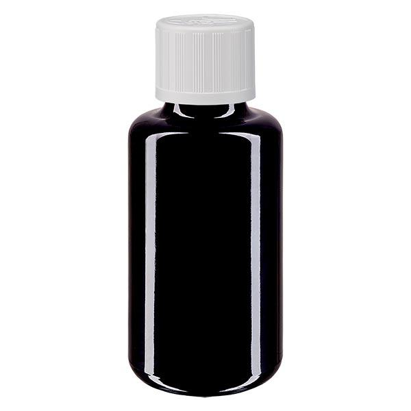 Apteekkipullo violetti 30ml tiputuskorkki valkoinen lapsiturvallinen standardi