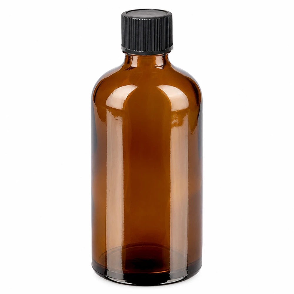 100ml tippapullo 1mm musta vakiokorkki BrownLine UT18/100 100ml tippapullo 1mm musta vakiokorkki BrownLine UT18/100 100ml meripihkanvärinen lasipullo mustalla tiputuskorkilla eteerisille öljyille ja tinktuureille.