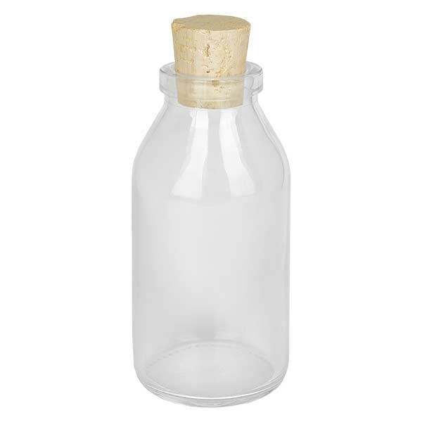 Pyöreä 100ml kirkas, aukko 22mm, sis. korkin 22/26.