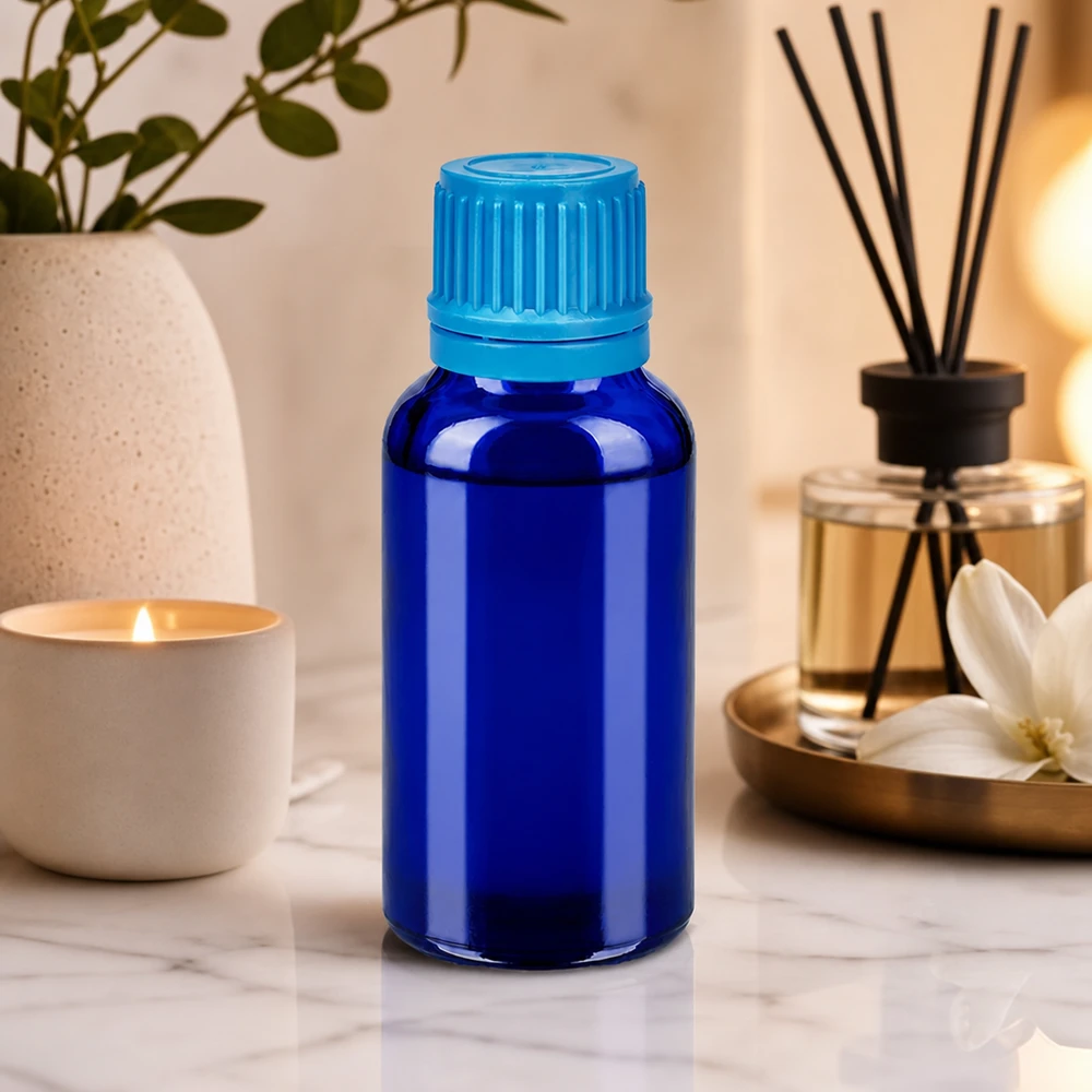 30ml pullo 11mm ruuvikorkki sininen väärentämisen estävä sulkeminen BlueLine UT18/30 BlueLine UT18/30 Valosuojattu lasipullo 30ml koboltinsininen suojaa herkkiä ainesosia UV-säteilyltä.