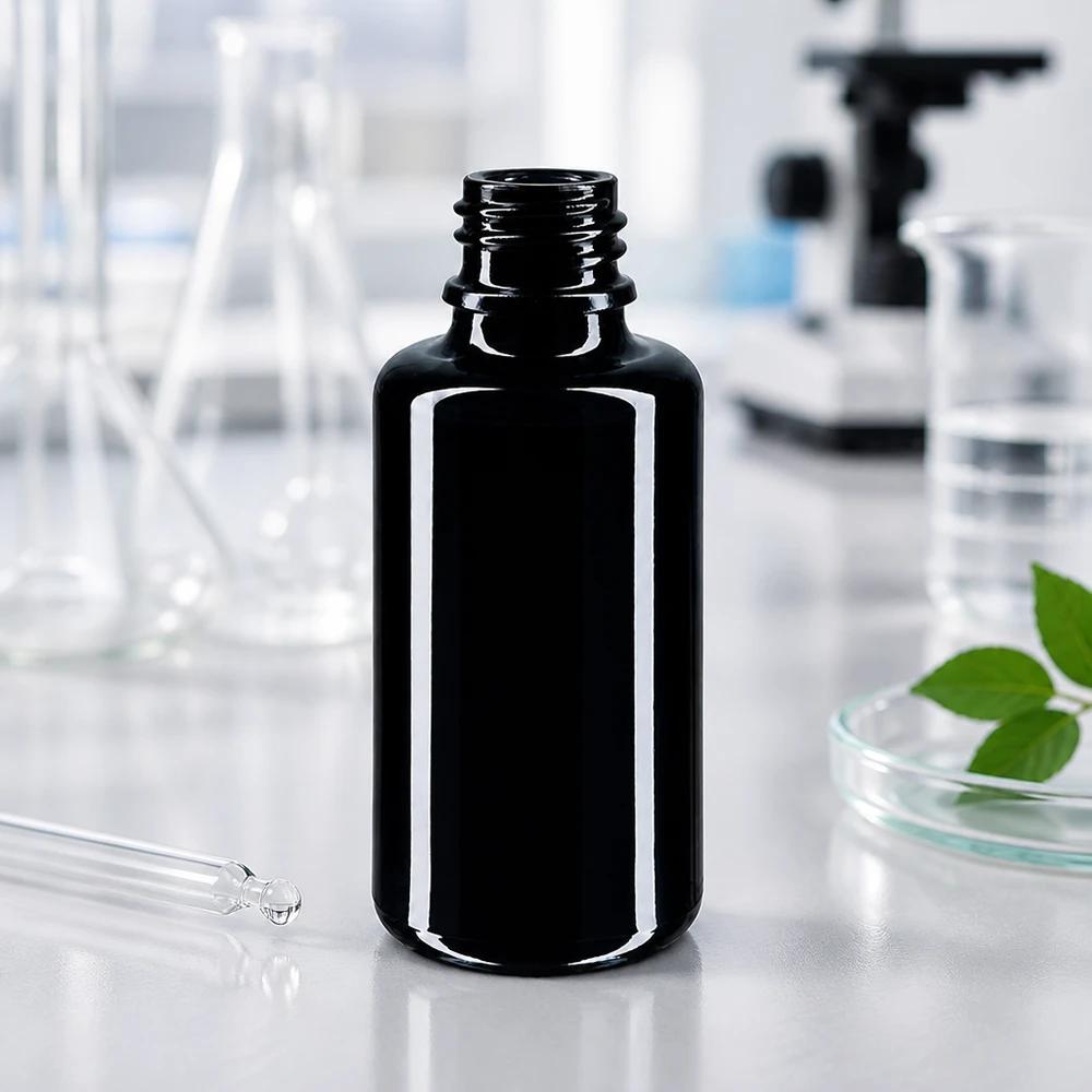 Laadukas Miron violetti lasinen tippapullo Orion 30ml pipetillä tarkkaa annostelua varten.