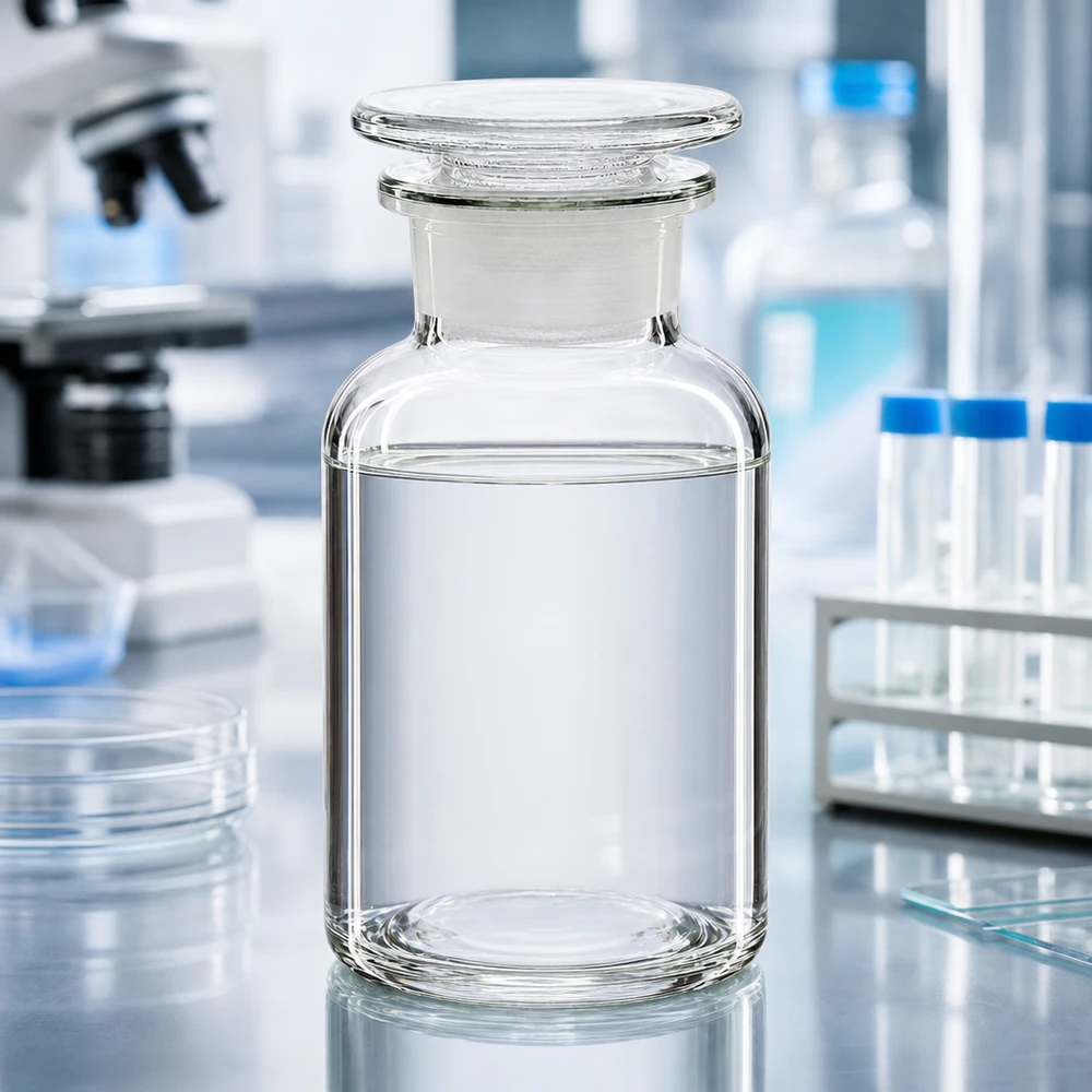 Pyöreä olkapääpullo 250ml kirkas leveäkaulainen lasitulppa Pyöreäolkapullopullo, 250 ml, leveäkaulainen, kirkaslasi, lasitulpalla, laboratoriopöydällä
